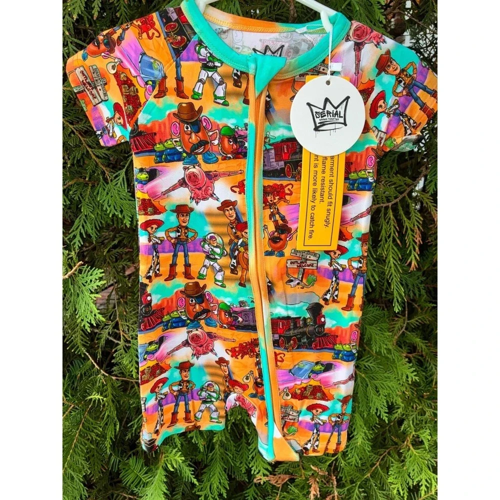 Serial Bamboo Railroad Friends 3T Shortie NWT